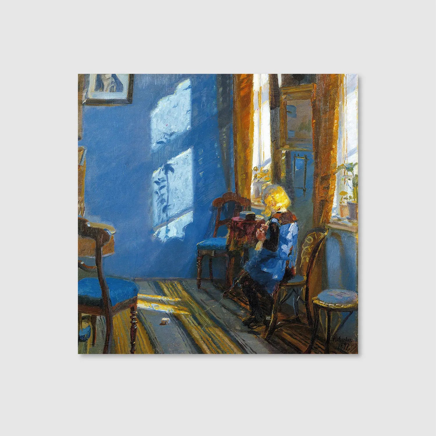 Sunlight in the Blue Room (1891) (Graphic Only) - Serene People Wall Art for Bedroom