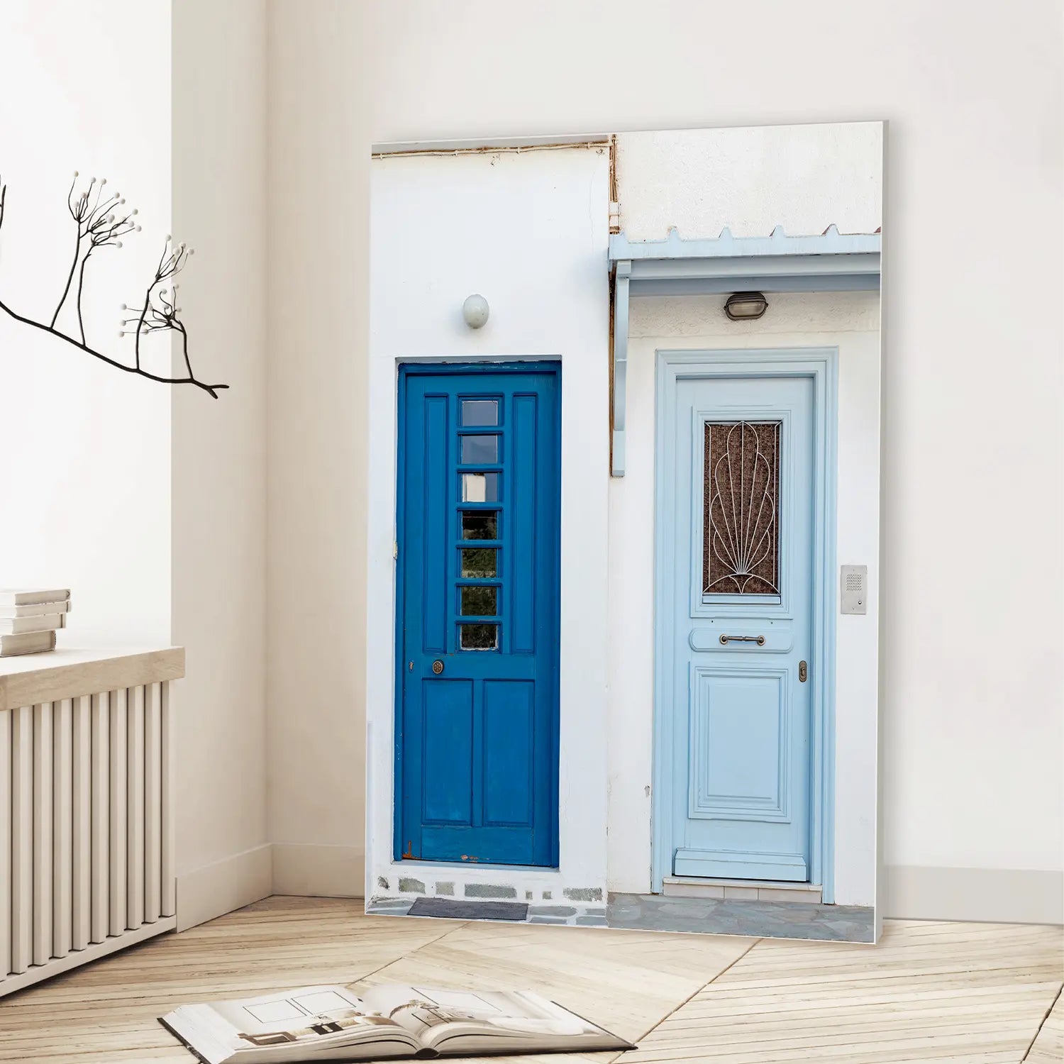 Twin Blues (Graphic Only) Lifestyle View - Minimal Urban Wall Art