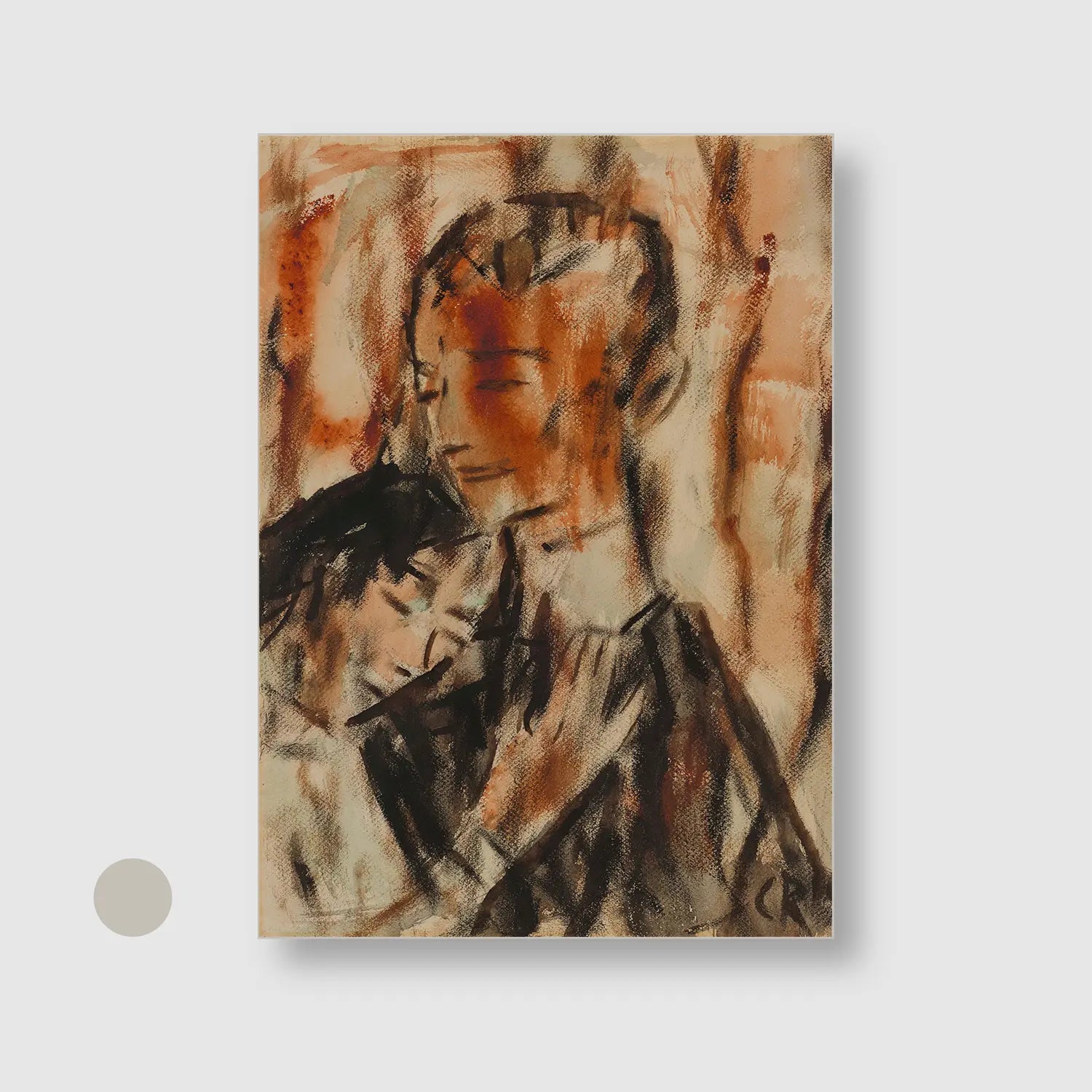 Lovers (1919) with Silver Frame - Dramatic People Wall Art