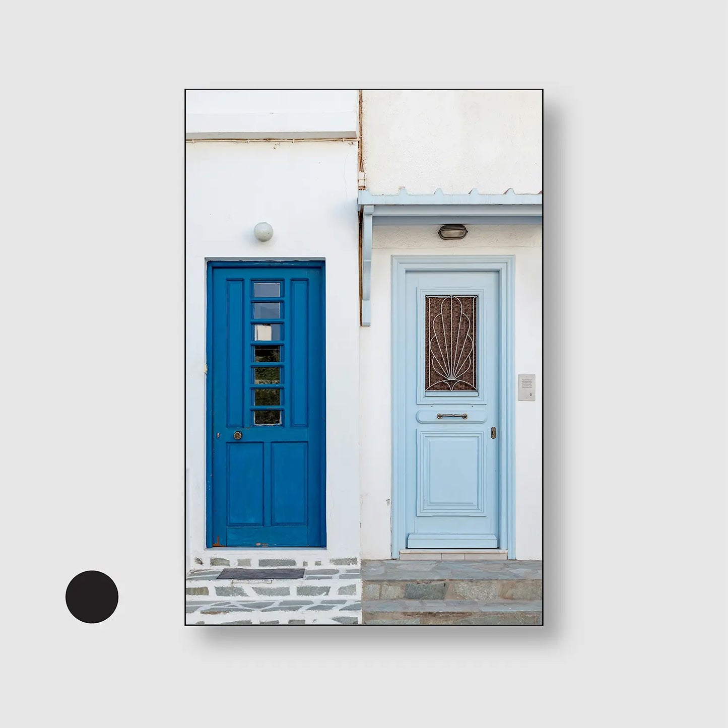 Twin Blues (Graphic Only) with Black Frame - Minimal Urban Wall Art