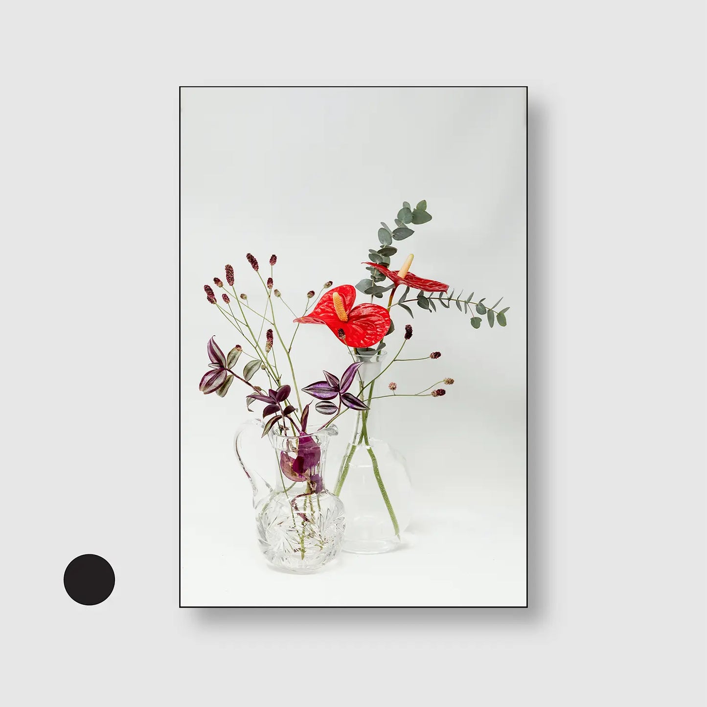 Botanical Balance (Graphic Only) with Black Frame - Minimal Still life Wall Art