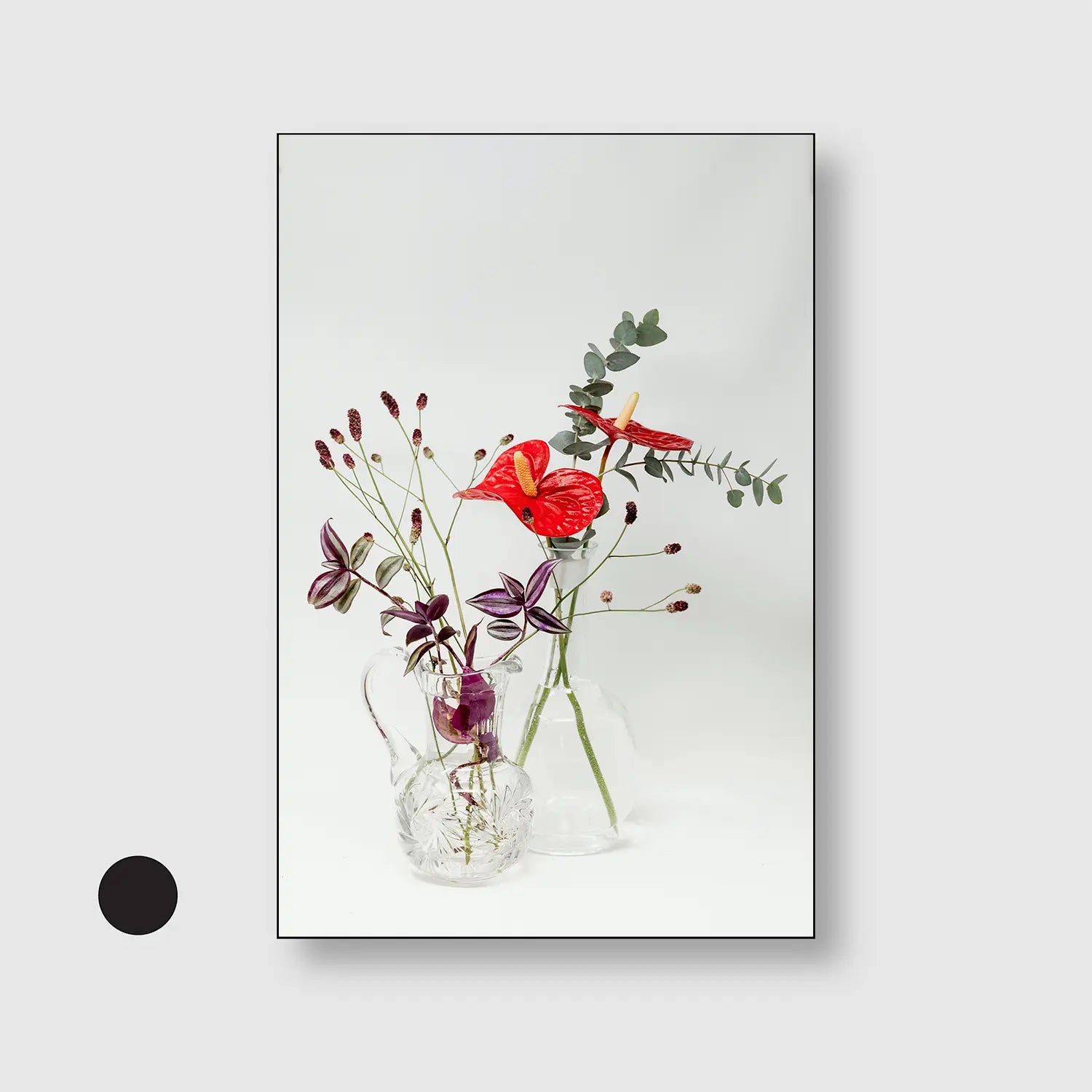 Botanical Balance (Graphic Only) with Black Frame - Minimal Still life Wall Art