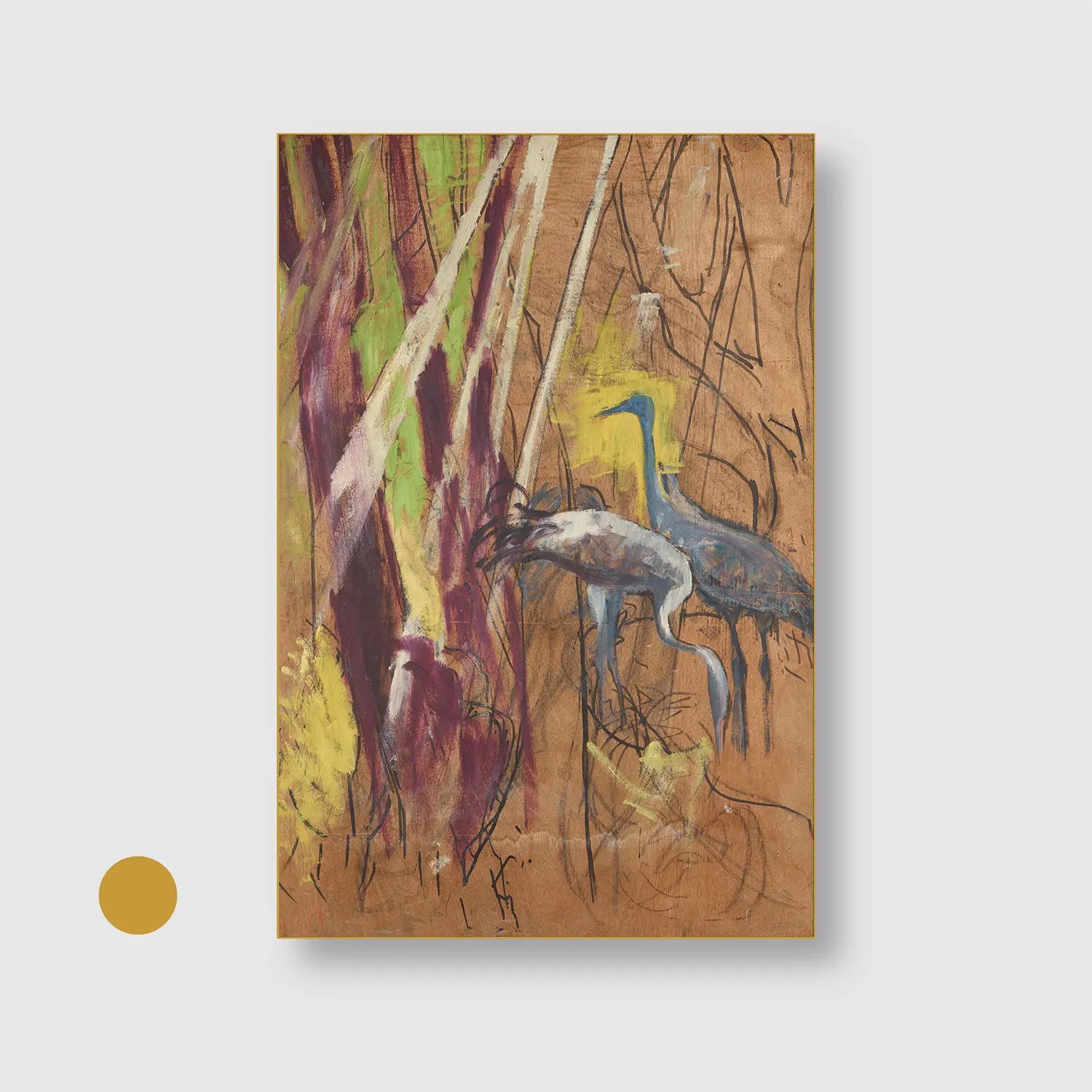 Heron (1923) (Graphic Only) with Gold Frame - Cozy Abstract Wall Art