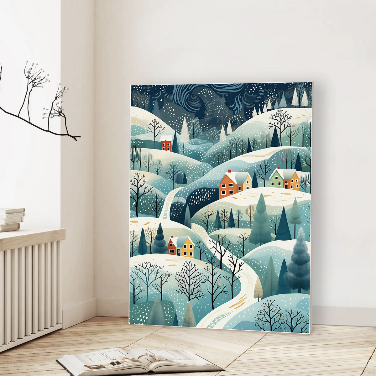 Snowy Village Dusk