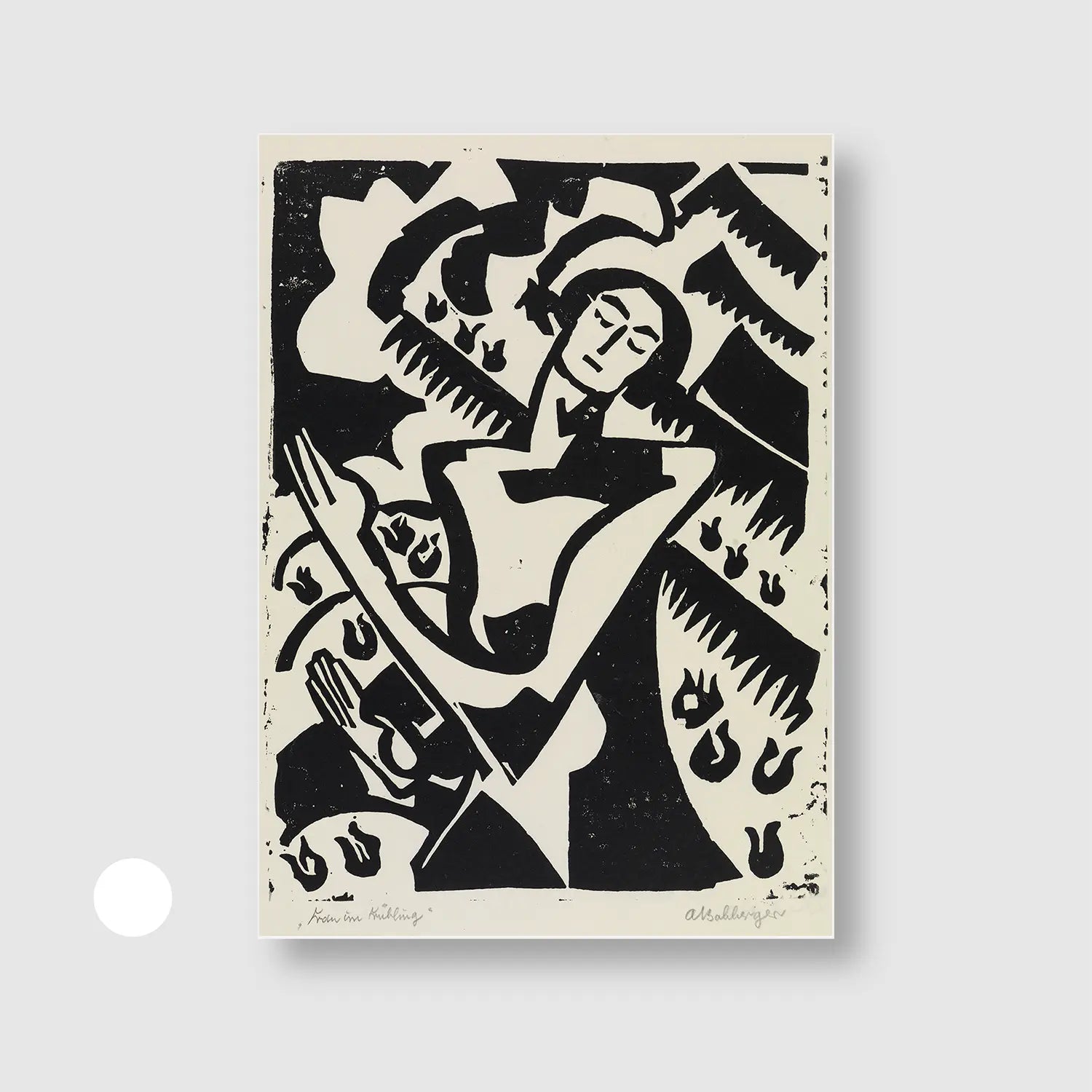 Woman in spring (Graphic Only) with White Frame - Dramatic People Wall Art