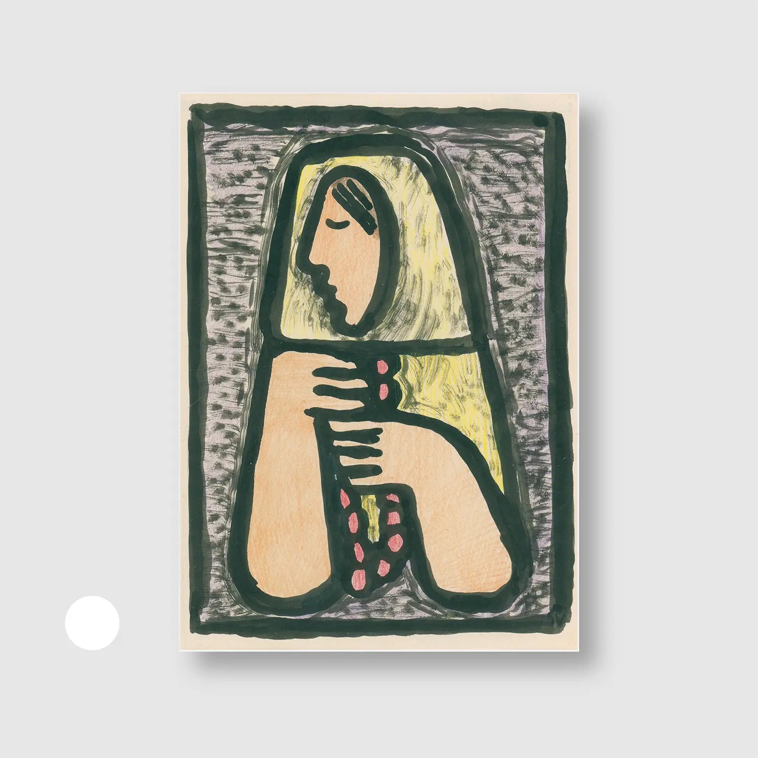 Woman with a Rosary (1933) (Graphic Only) with White Frame - Serene Religious Wall Art