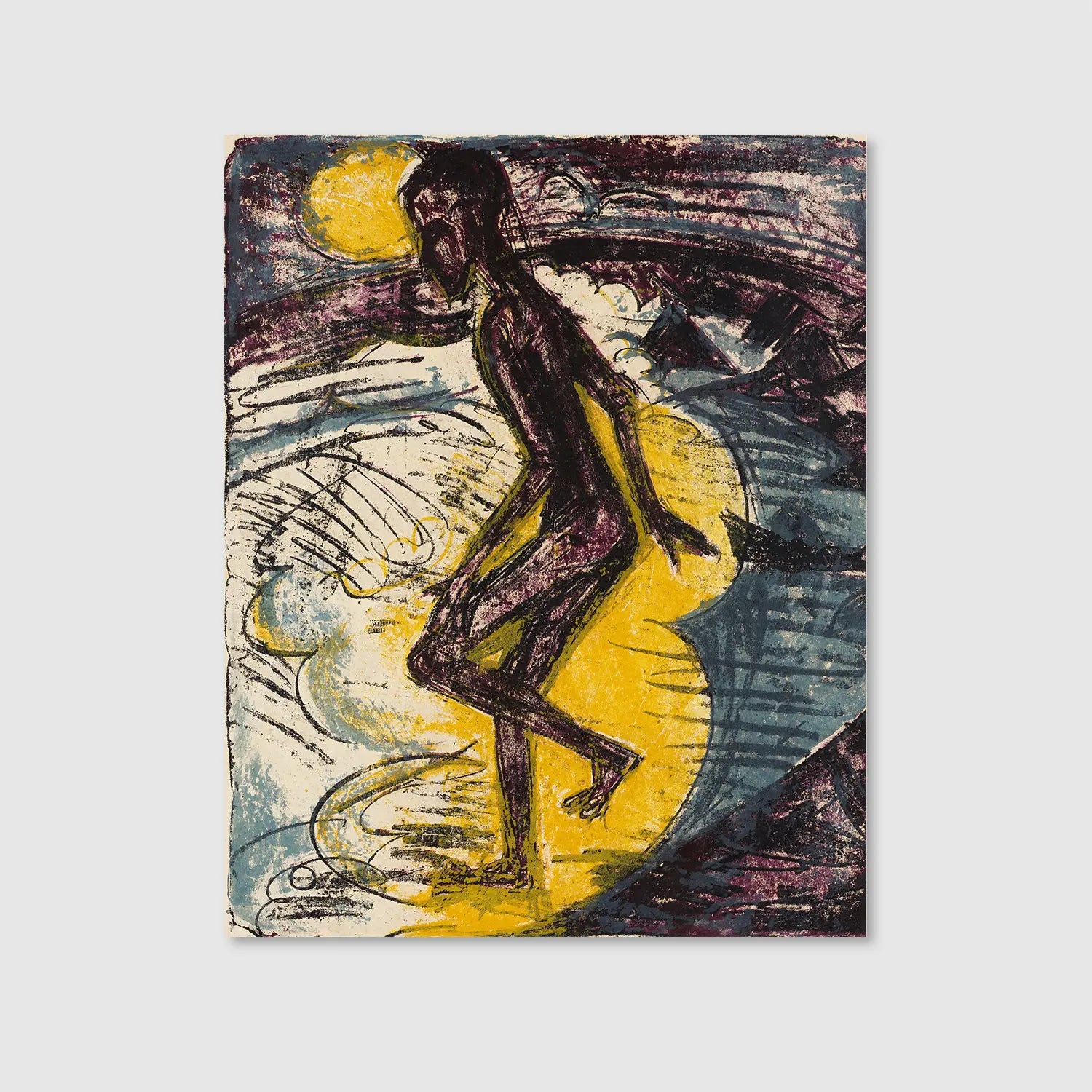 Man Walking into the Sea (Hans Gewecke) (1913) (Graphic Only) - Dramatic People Wall Art for Living room