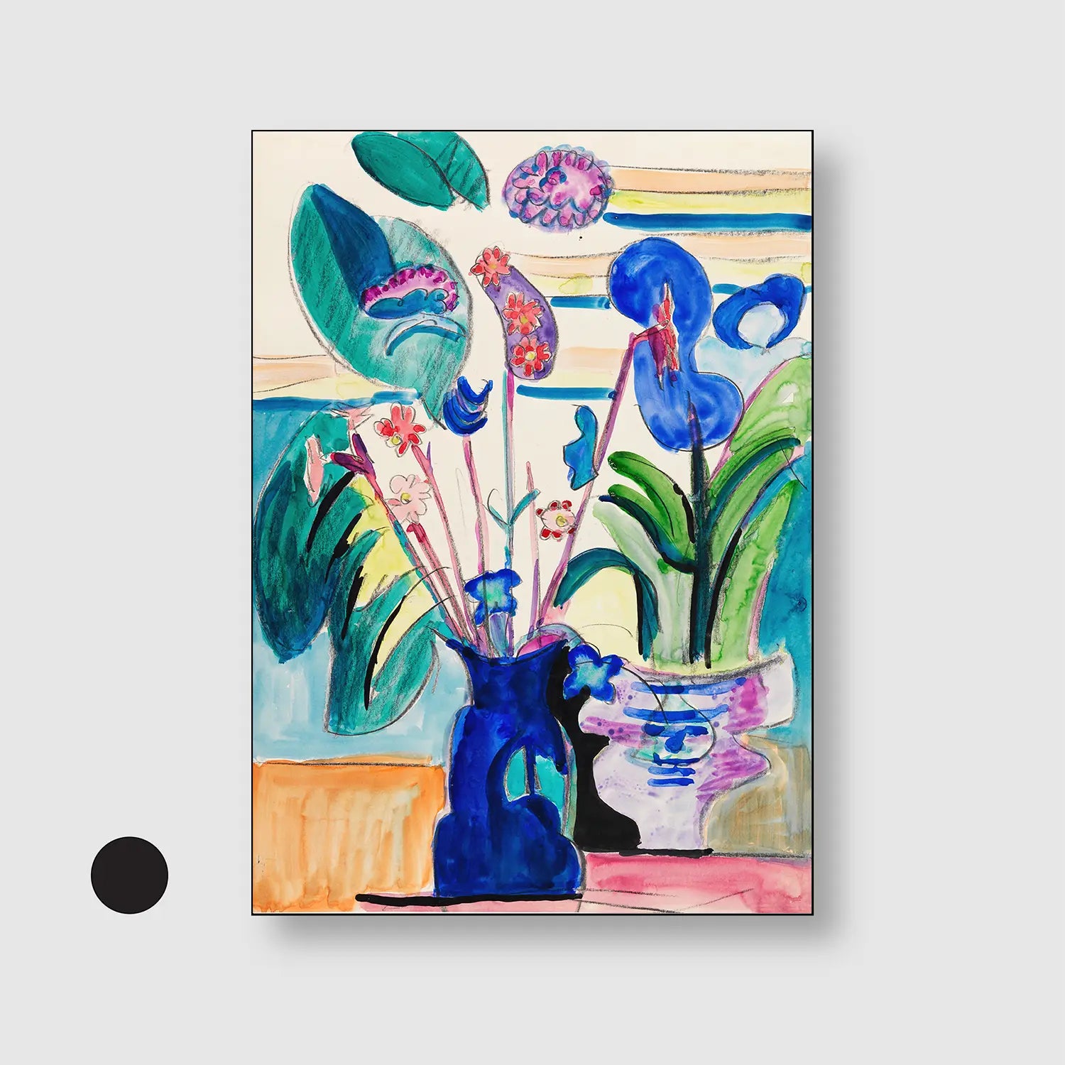 Still Life with Calla Lily (1935) (Graphic Only) with Black Frame - Playful Abstract Wall Art