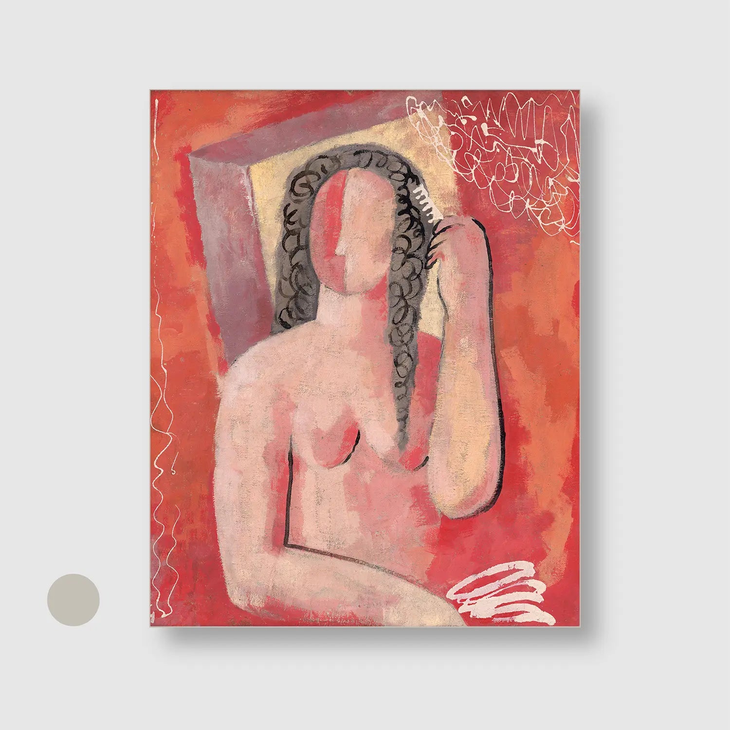 Grooming (Morning) (1931) (Graphic Only) with Silver Frame - Intimate People Wall Art