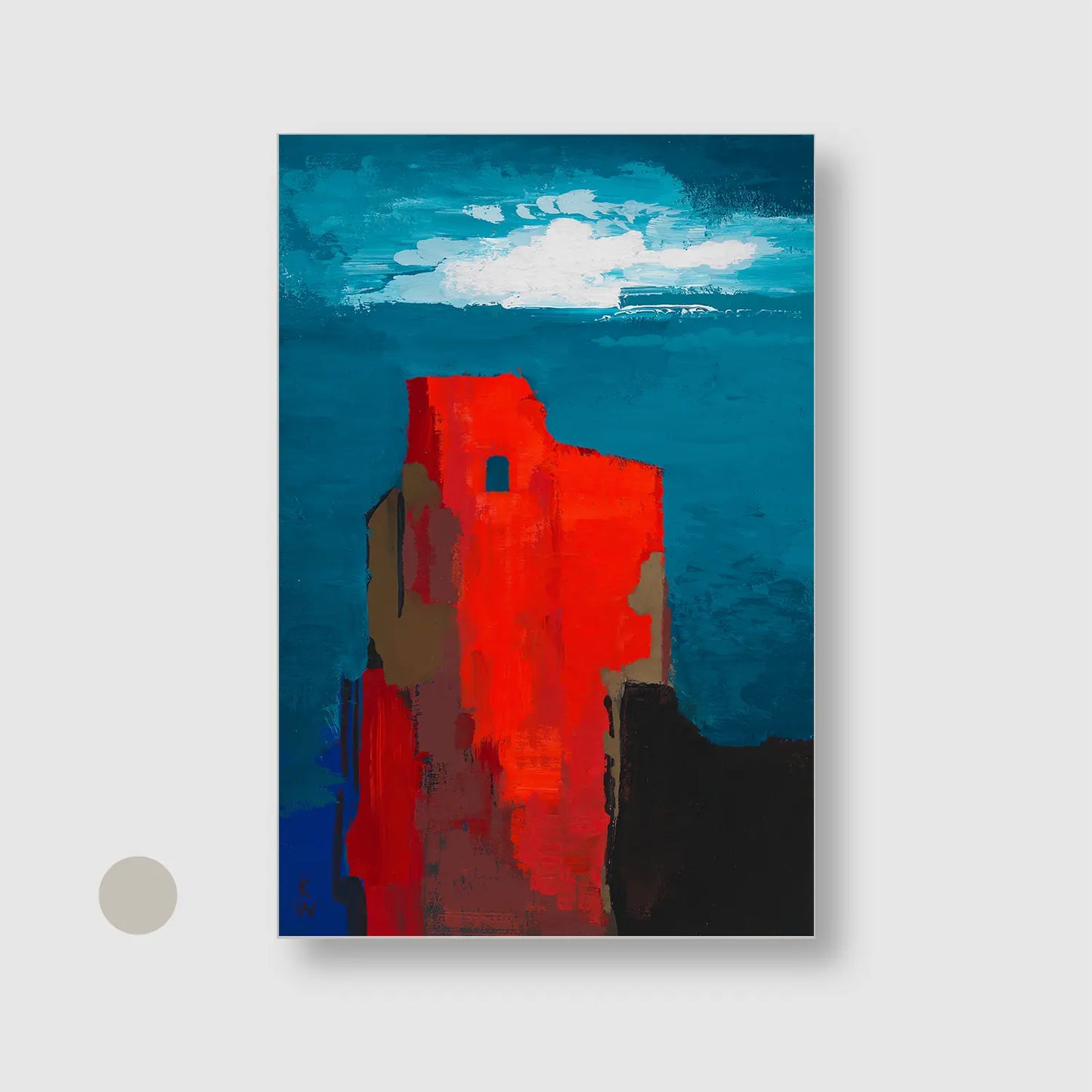 Burgruine (around 1943) (Graphic Only) with Silver Frame - Dramatic Abstract Wall Art