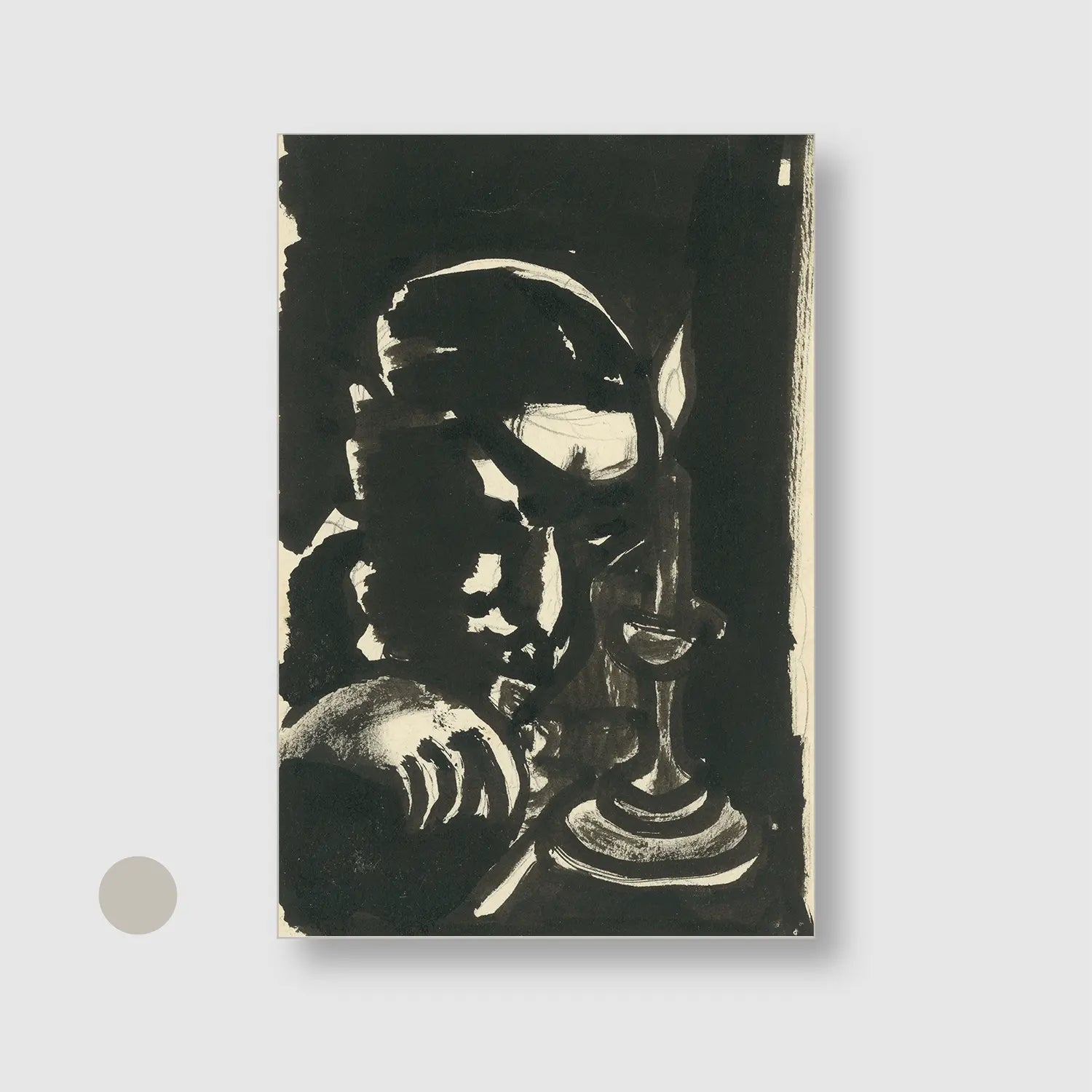Man by the Candle Constantine (1922–1926) (Graphic Only) with Silver Frame - Dramatic Abstract Wall Art
