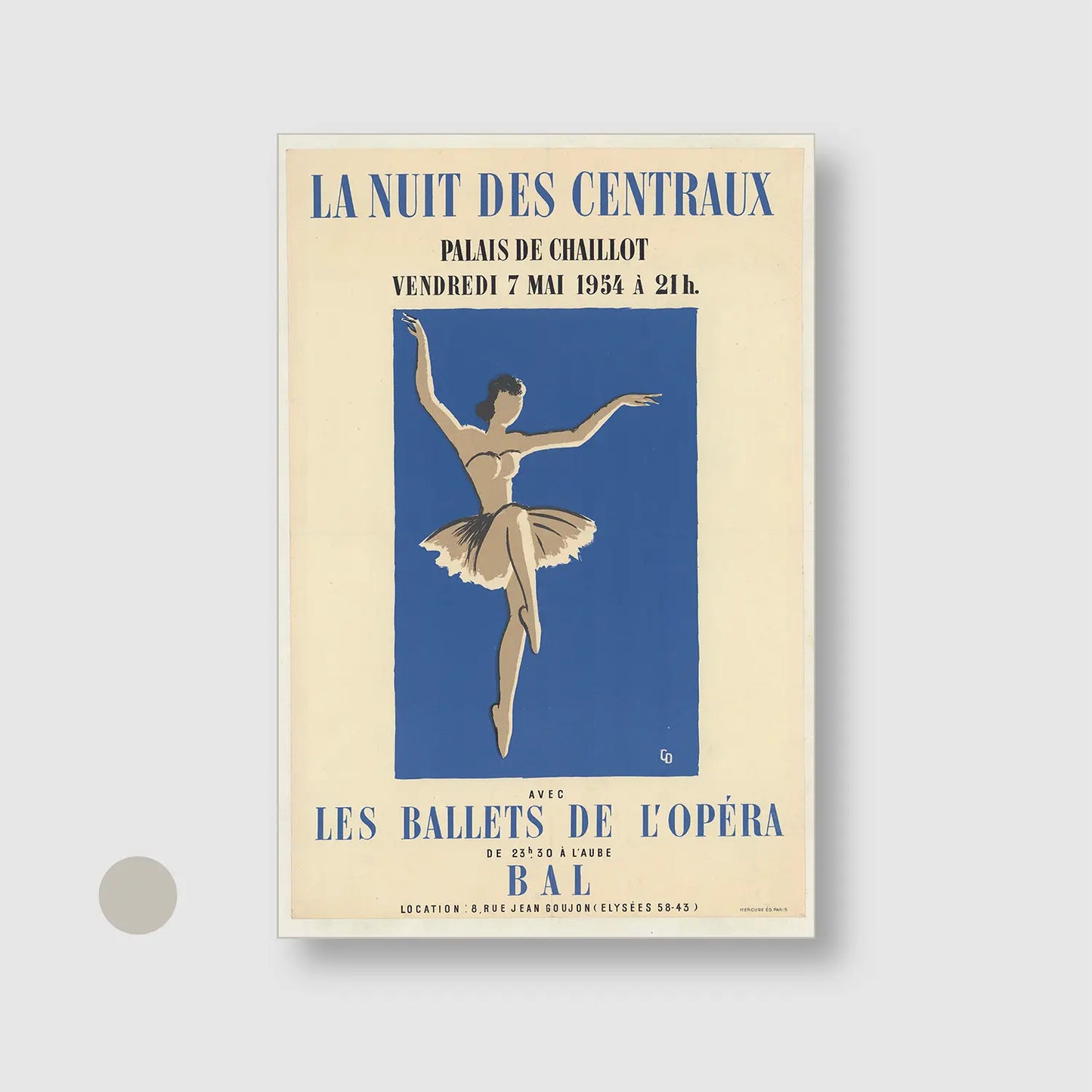 The Night of Centrals (1938) (Graphic Only) with Silver Frame - Playful Illustration Wall Art