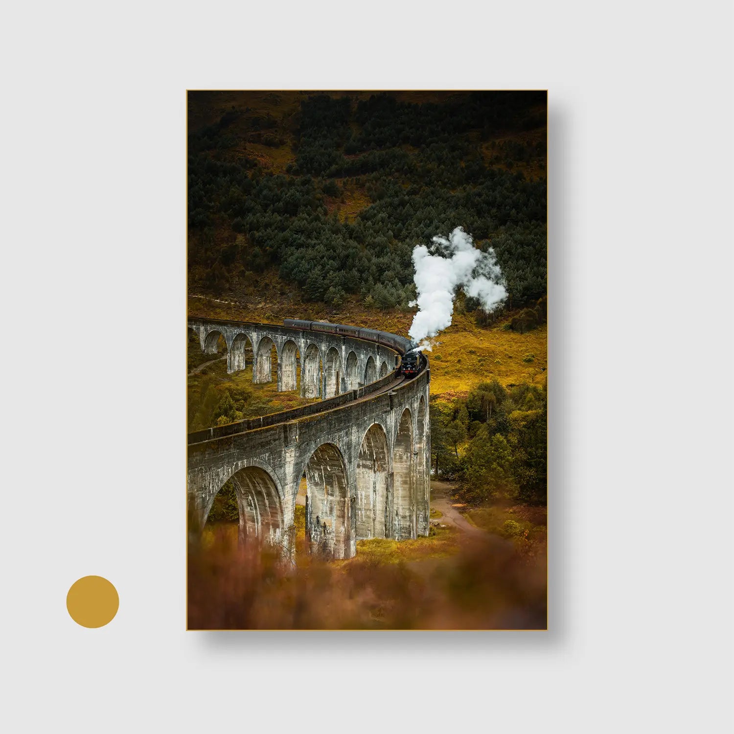 Journey Through the Highlands (Graphic Only) with Gold Frame - Dramatic Landscape Wall Art