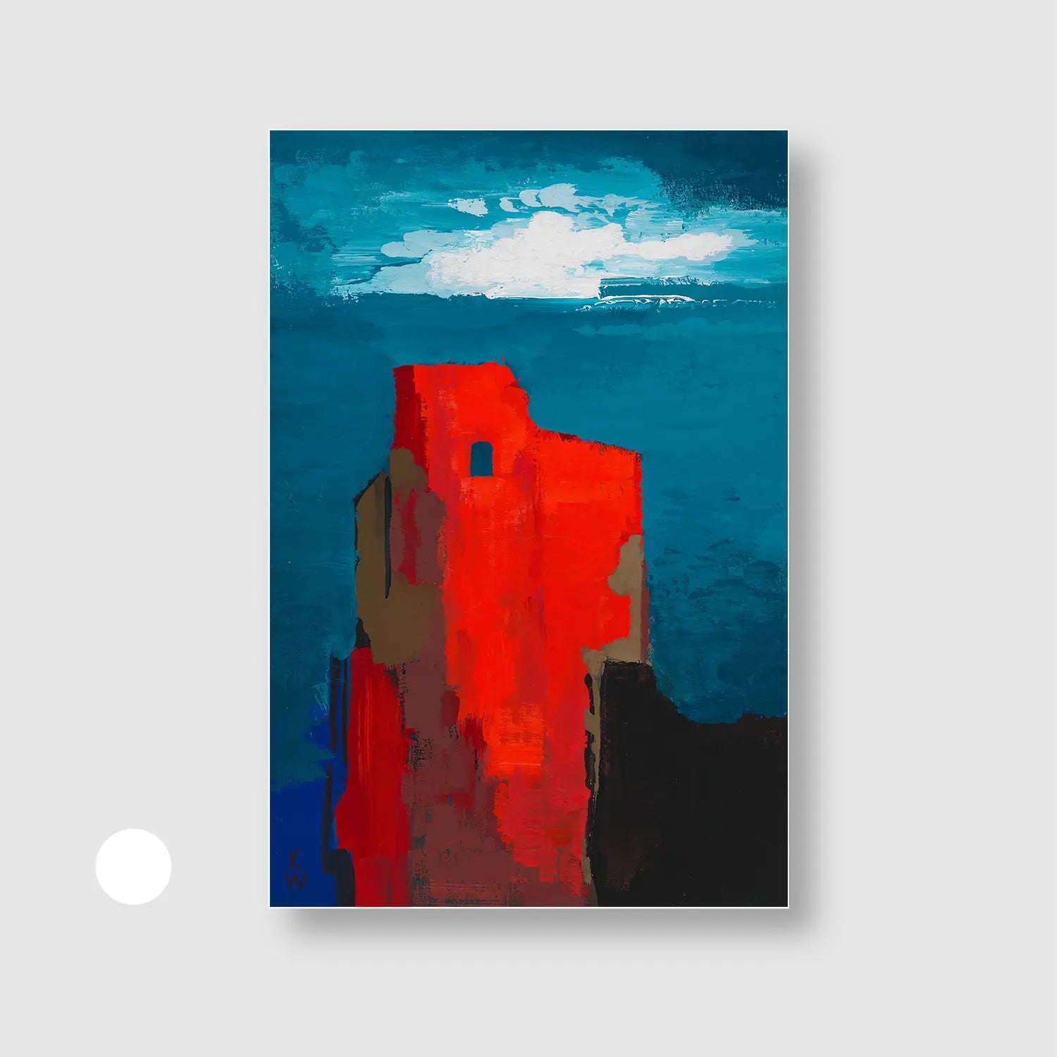 Burgruine (around 1943) (Graphic Only) with White Frame - Dramatic Abstract Wall Art