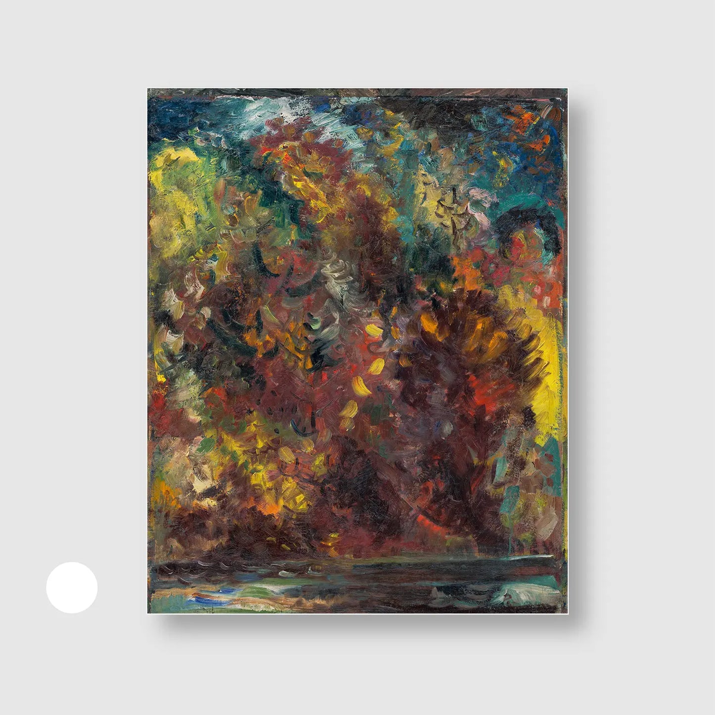 Autumn on a River Bank (1940–1944) (Graphic Only) with White Frame - Dramatic Abstract Wall Art