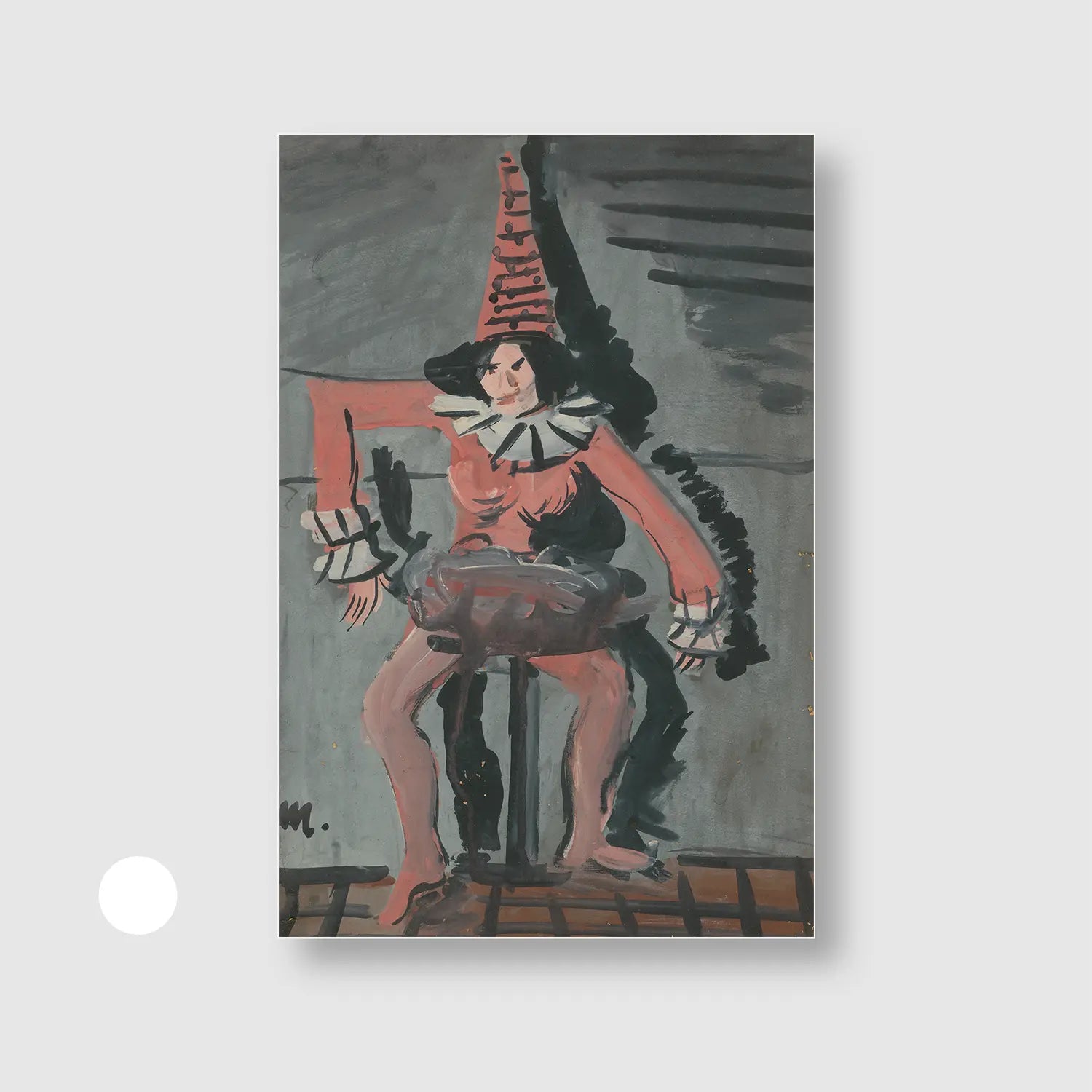 Pierot (1836) (Graphic Only) with White Frame - Playful Abstract Wall Art