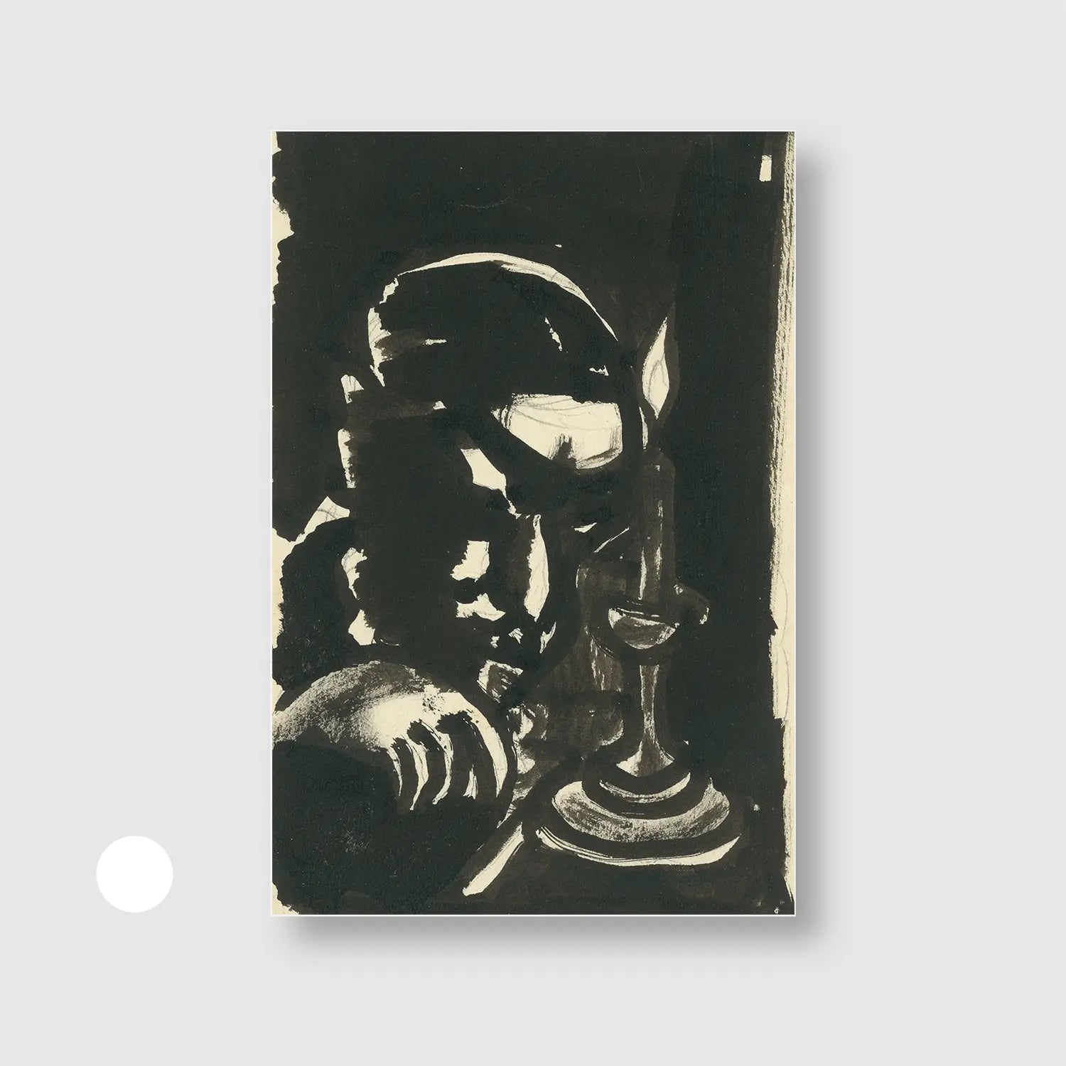 Man by the Candle Constantine (1922–1926) (Graphic Only) with White Frame - Dramatic Abstract Wall Art