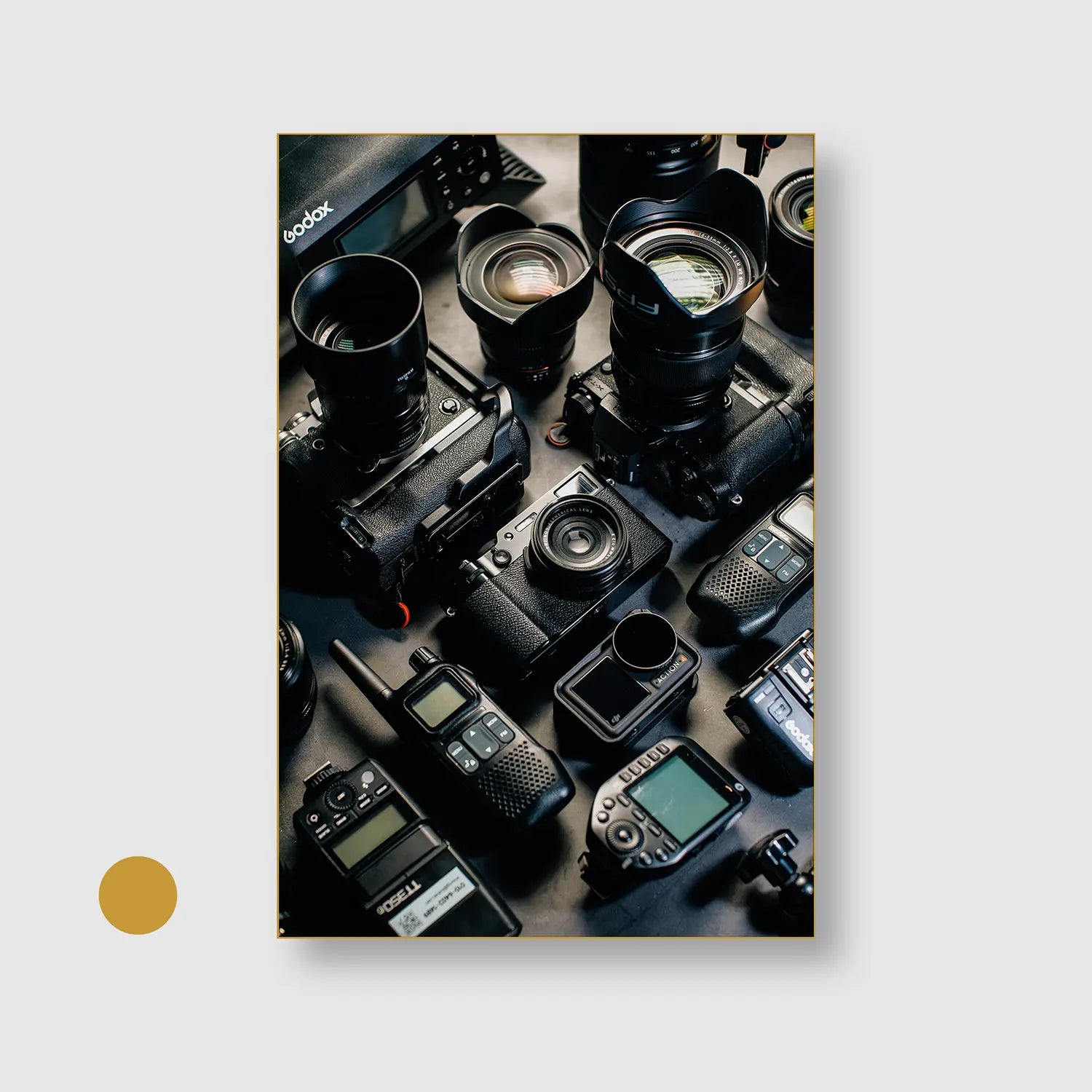 Through the Lens (Graphic Only) with Gold Frame - Playful Still life Wall Art