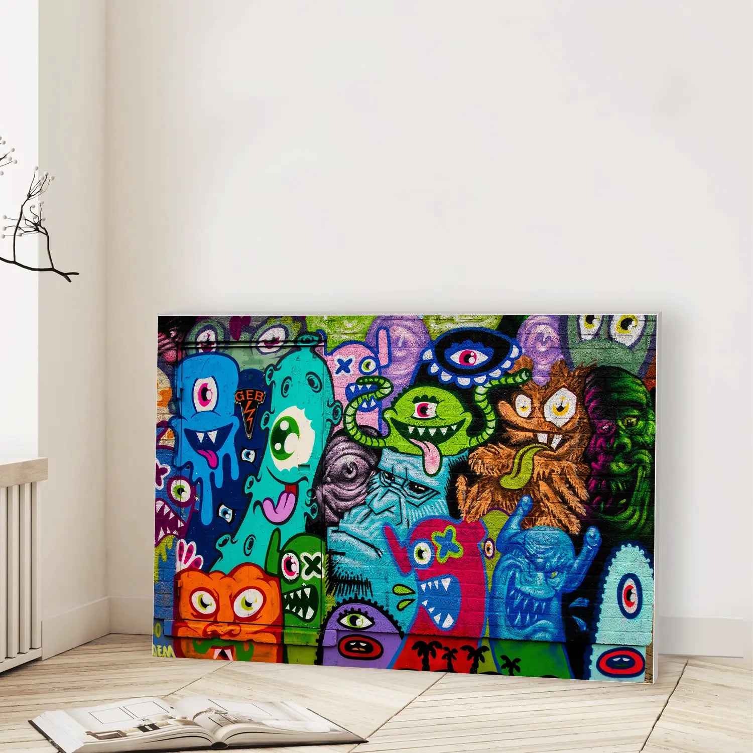 Monster Mash Mural (Graphic Only) Lifestyle View - Playful Urban Wall Art