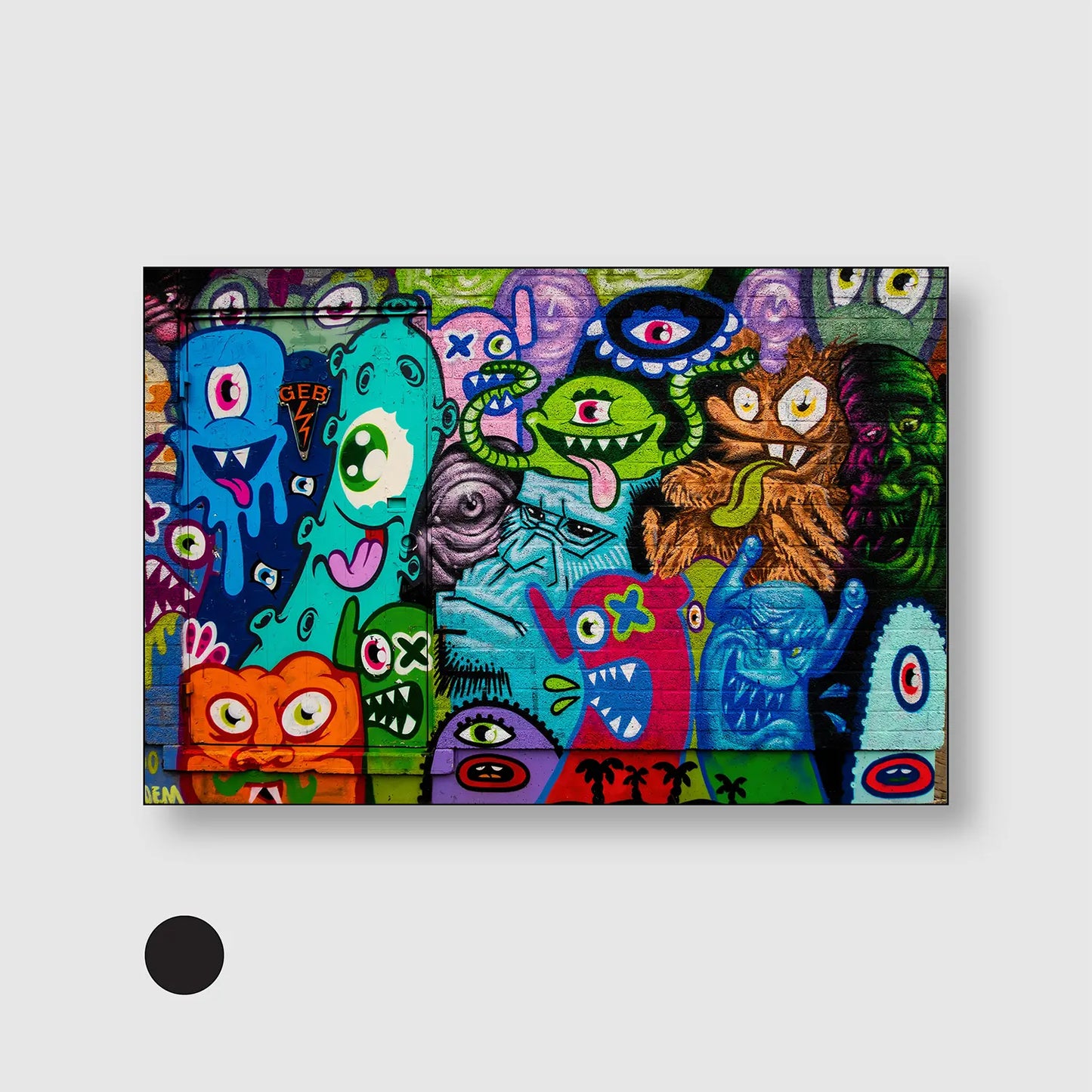 Monster Mash Mural (Graphic Only) with Black Frame - Playful Urban Wall Art