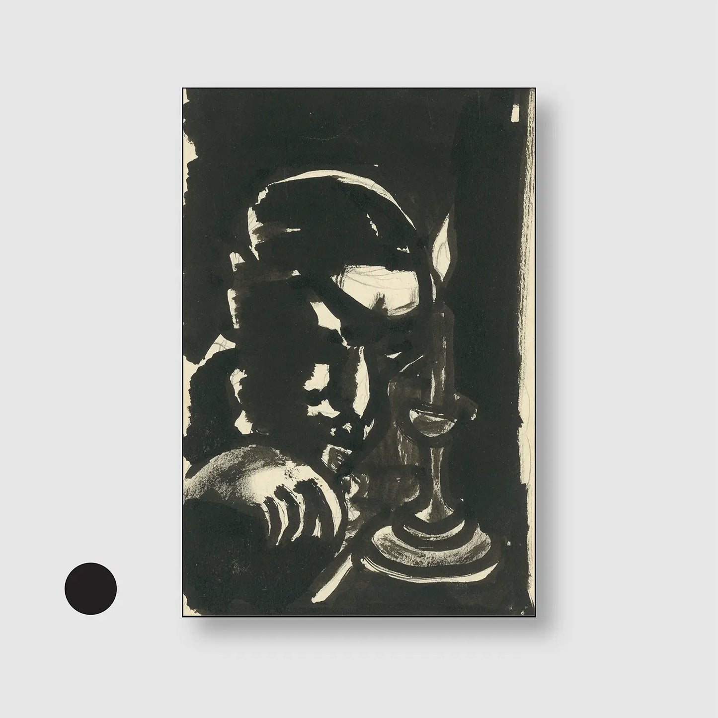 Man by the Candle Constantine (1922–1926) (Graphic Only) with Black Frame - Dramatic Abstract Wall Art