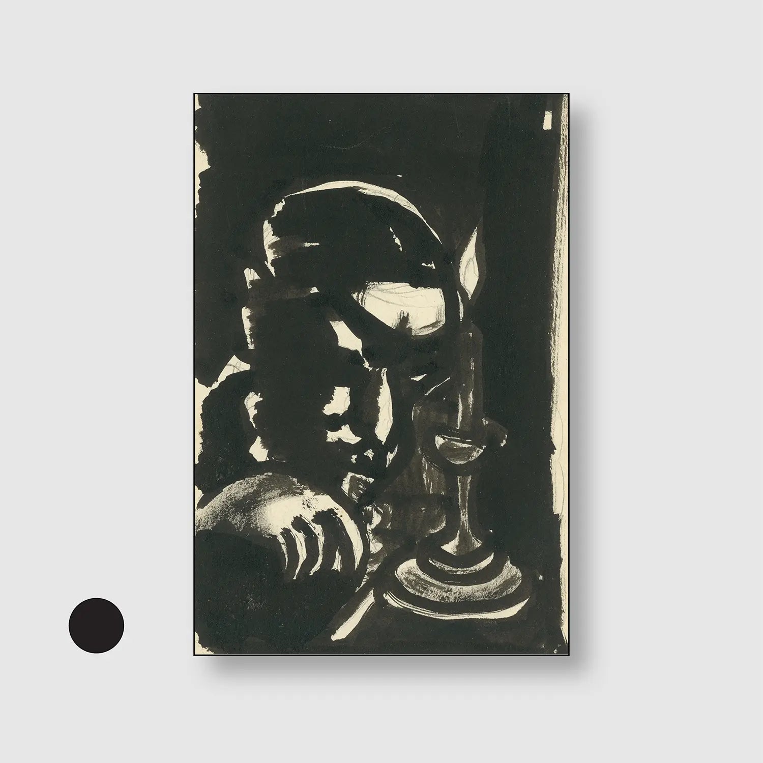 Man by the Candle Constantine (1922–1926) (Graphic Only) with Black Frame - Dramatic Abstract Wall Art