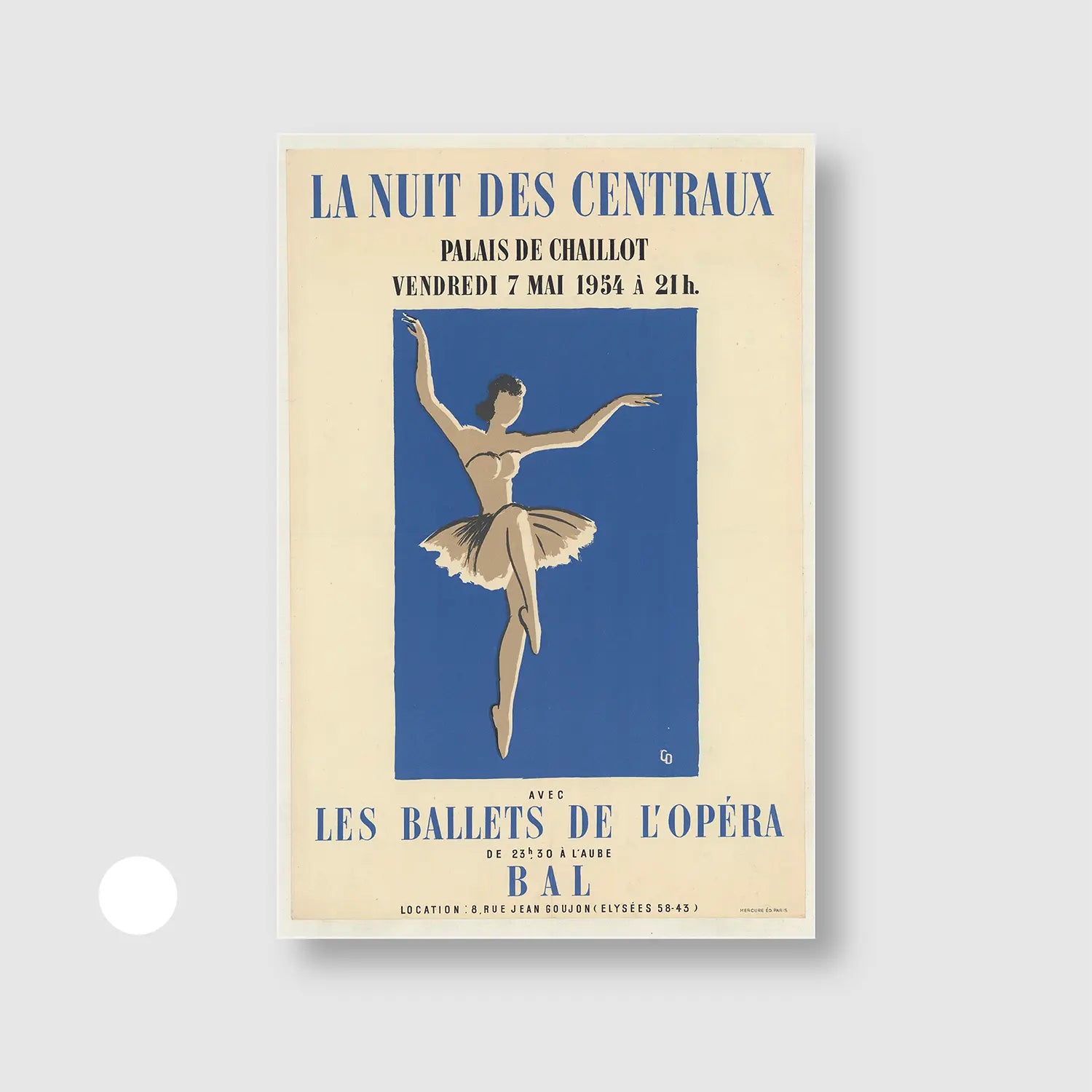 The Night of Centrals (1938) (Graphic Only) with White Frame - Playful Illustration Wall Art