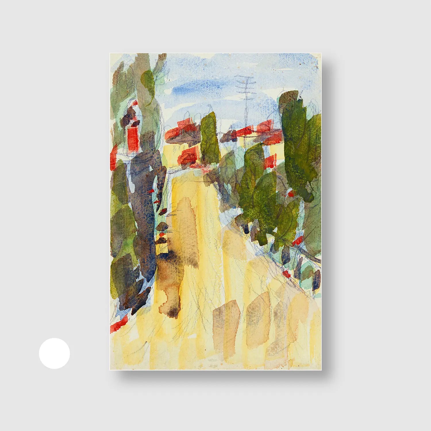 Street in Ticino (Lakeside Street) (1930) (Graphic Only) with White Frame - Serene Abstract Wall Art