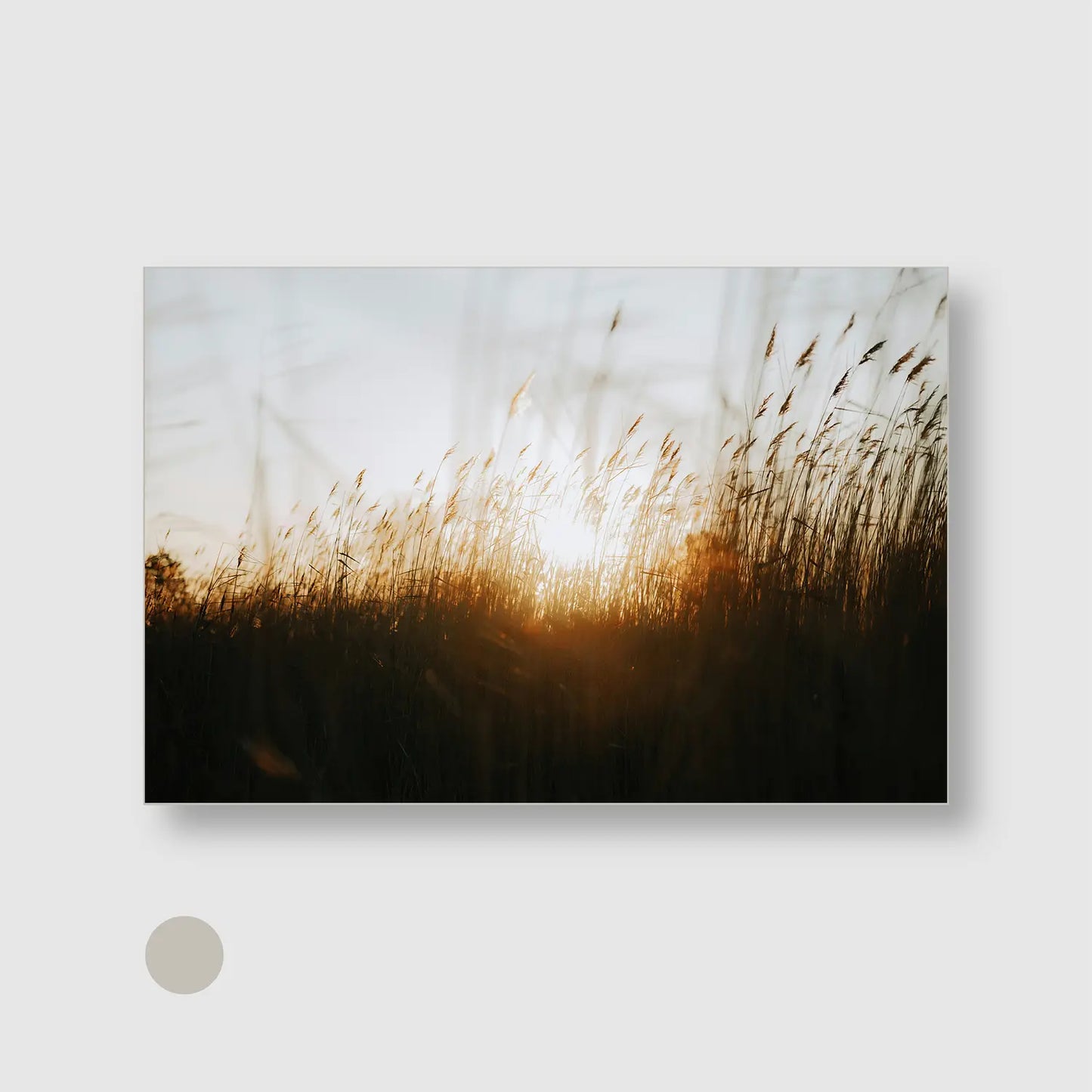 Grasses at Sunset (Graphic Only) with Silver Frame - Cozy Nature Wall Art