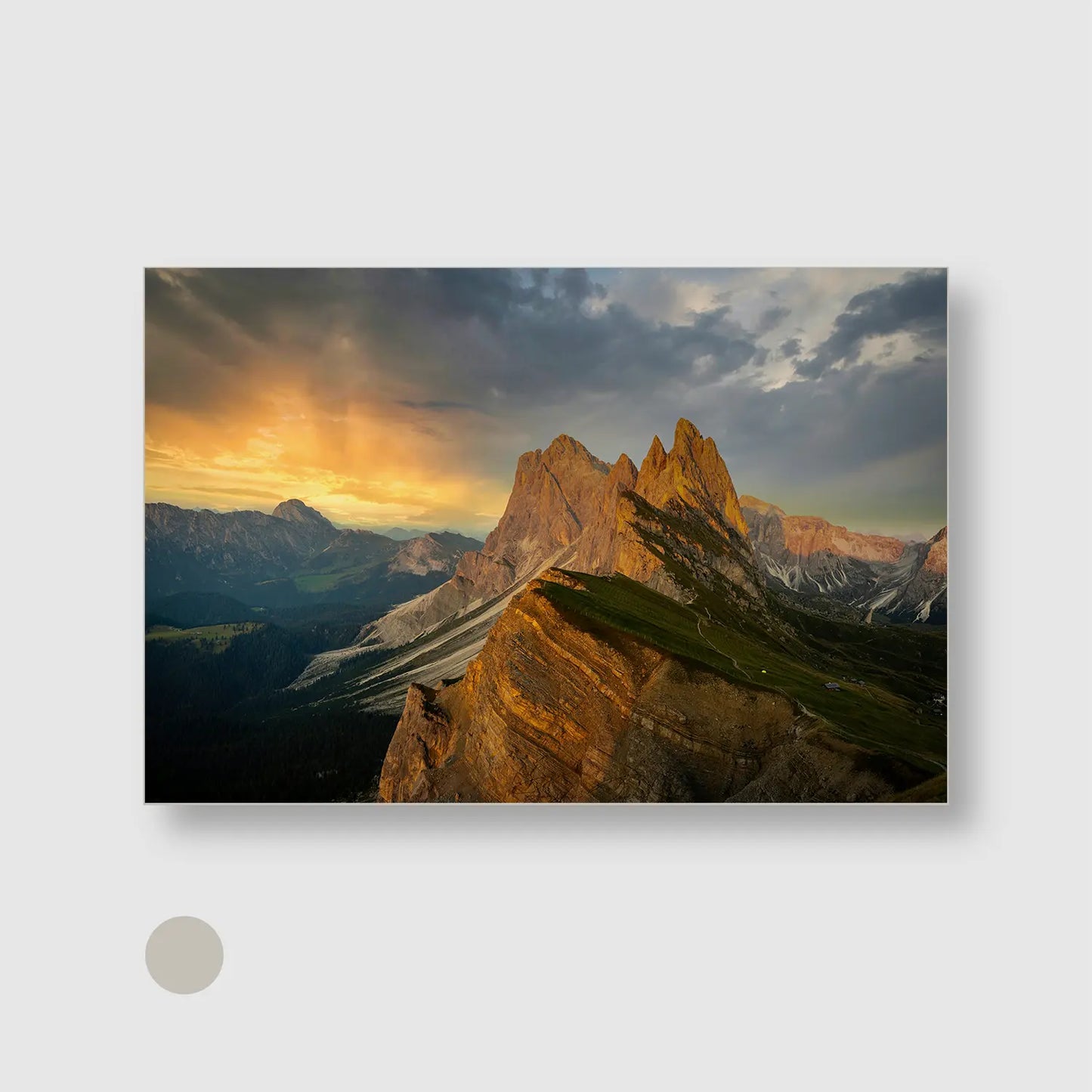 Golden Spires at Dusk with Silver Frame - Dramatic Nature Wall Art