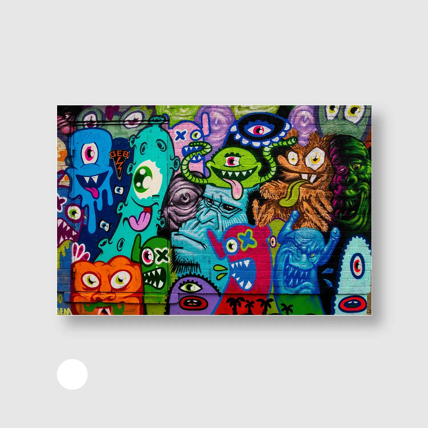 Monster Mash Mural (Graphic Only) with White Frame - Playful Urban Wall Art