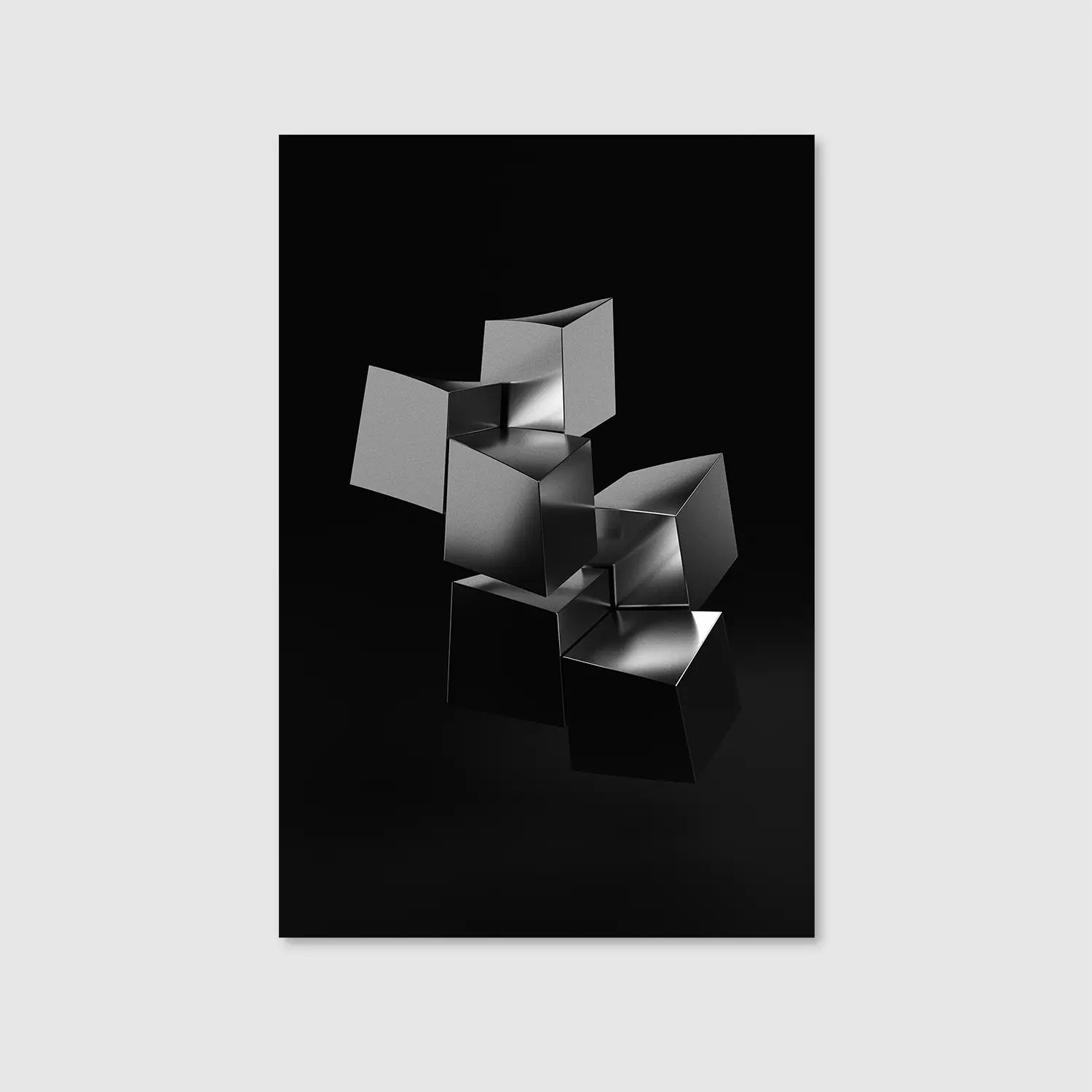 Metallic Cubes (Graphic Only) - Minimal Abstract Wall Art for Office
