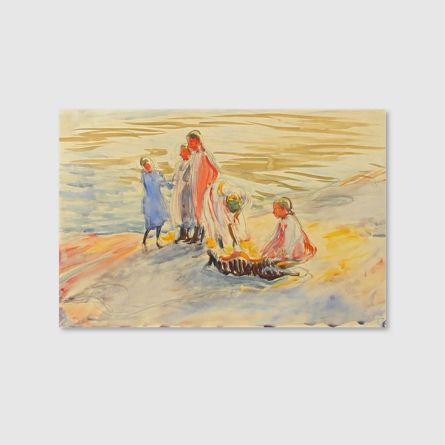 Girls on the Shore (1910) (Graphic Only) - Serene People Wall Art for Bedroom
