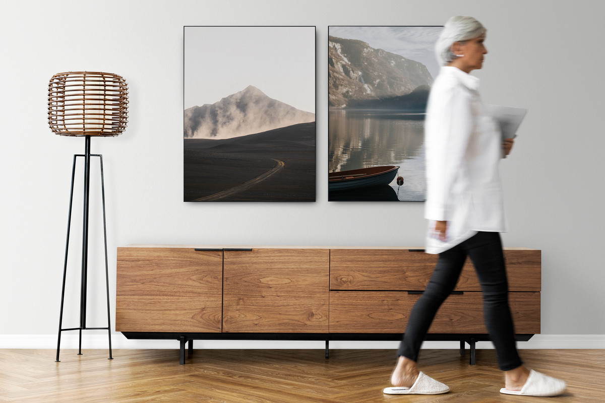 Wallpoppe fabric print framed in a living space